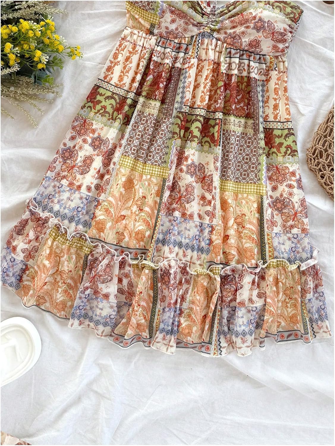 SOLY HUX Women's Summer Floral Print Mini Dress Halter Sleeveless Ruffle Hem Vacation Flowy Dresses - Image 4