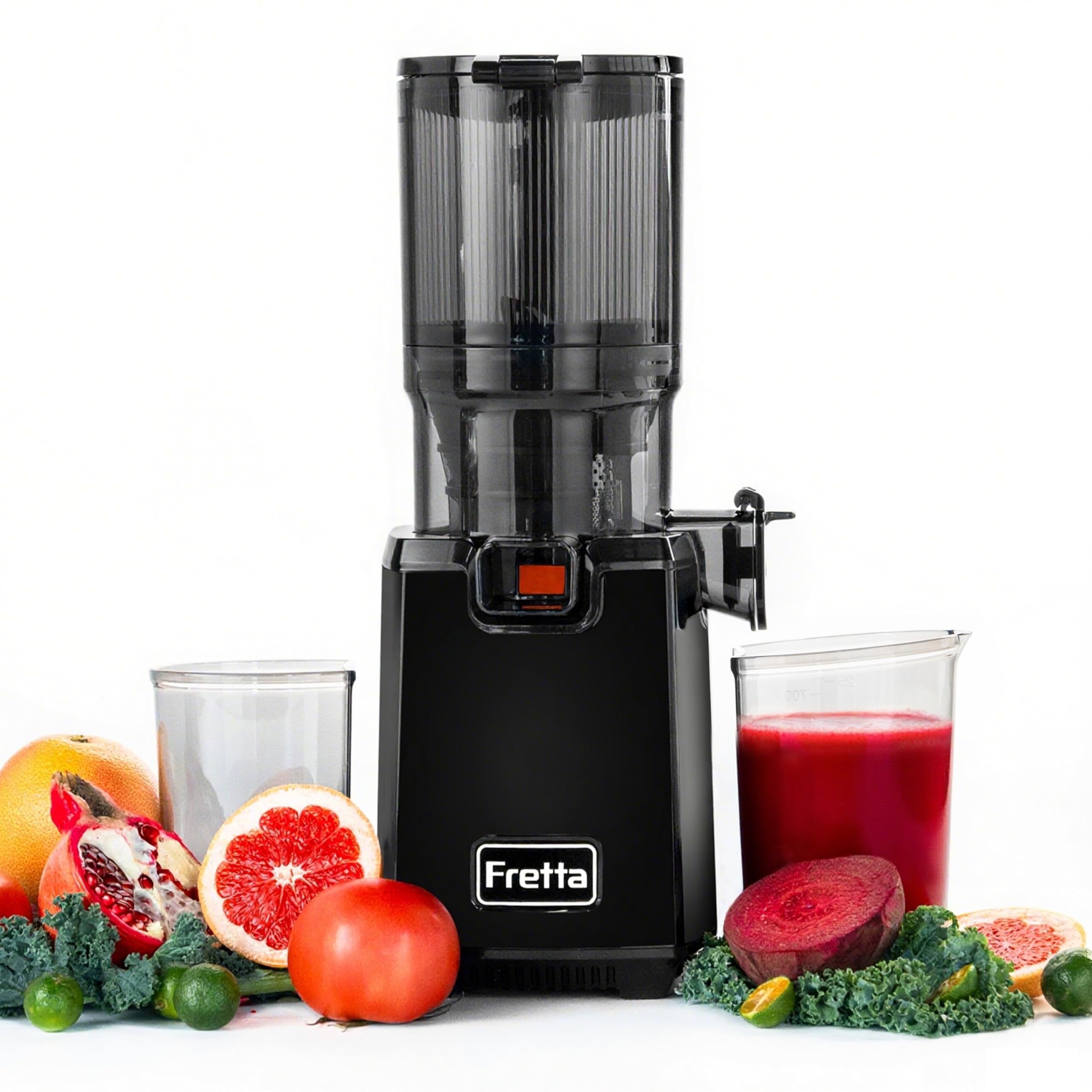 Fretta Extracteur de Jus à Mastication Lente 250W, Grande Goulotte 135mm, Sans BPA, Noir