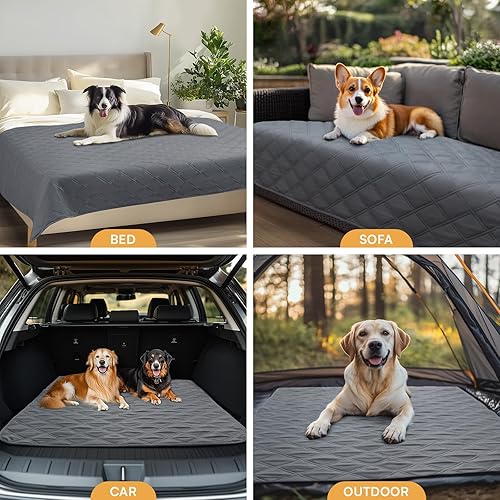 Miniatura 7 de Luciphia Funda de sofá 100% impermeable para perros, antideslizante, protector de sofá para mascotas, tapete de sofá, cachorro y gato, con parte