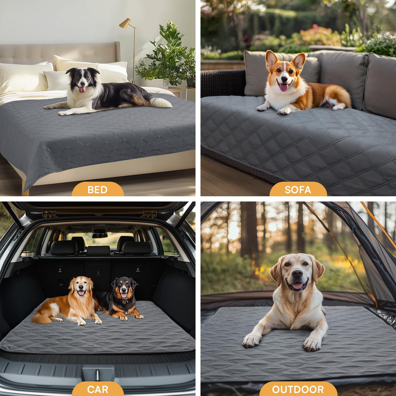 luciphia Copridivano per Cani Impermeabile, Coperta per Cani 100% Impermeabile con Punti Antiscivolo Tappetino Protezione per Mobili Bambini Cane Gatti Lavaggio in Lavatrice Grigio 76_x_178cm