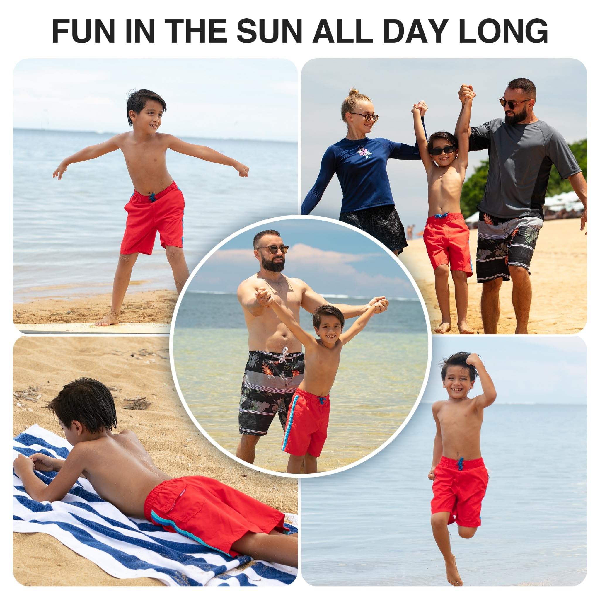Kanu Surf Reflection Quick Dry UPF 50+ Beach Swim Trunk Costume a Pantaloncino, Tivoli Red, L Bambino