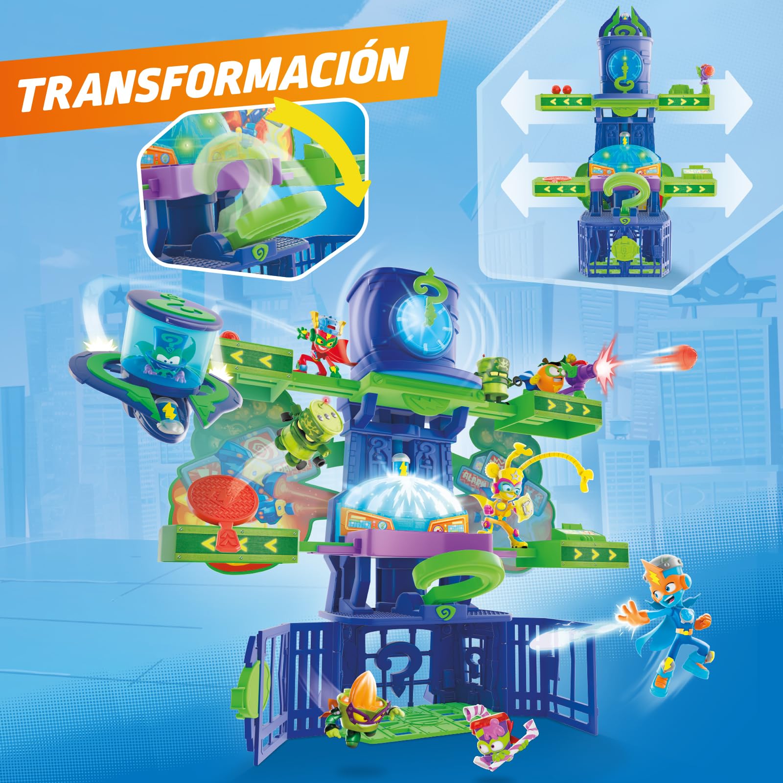 SUPERTHINGS KAZOOM Power – Enigma Tower. Torre de Enigma de la Serie de TV “Kazoom Power”. Contiene 1 Enigma Tower,1 Enigma Exclusivo,1 aeronave,1 prisión,1 catapulta,1 Disparador y 3 proyectiles — view 6