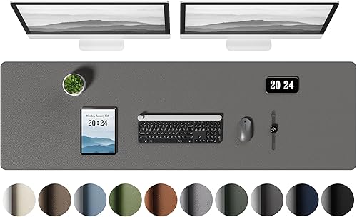 Miniatura 24 de Aothia Protector de escritorio de cuero - Alfombrilla grande para mouse, alfombrilla de oficina, secante antideslizante de cuero PU, almohadilla de