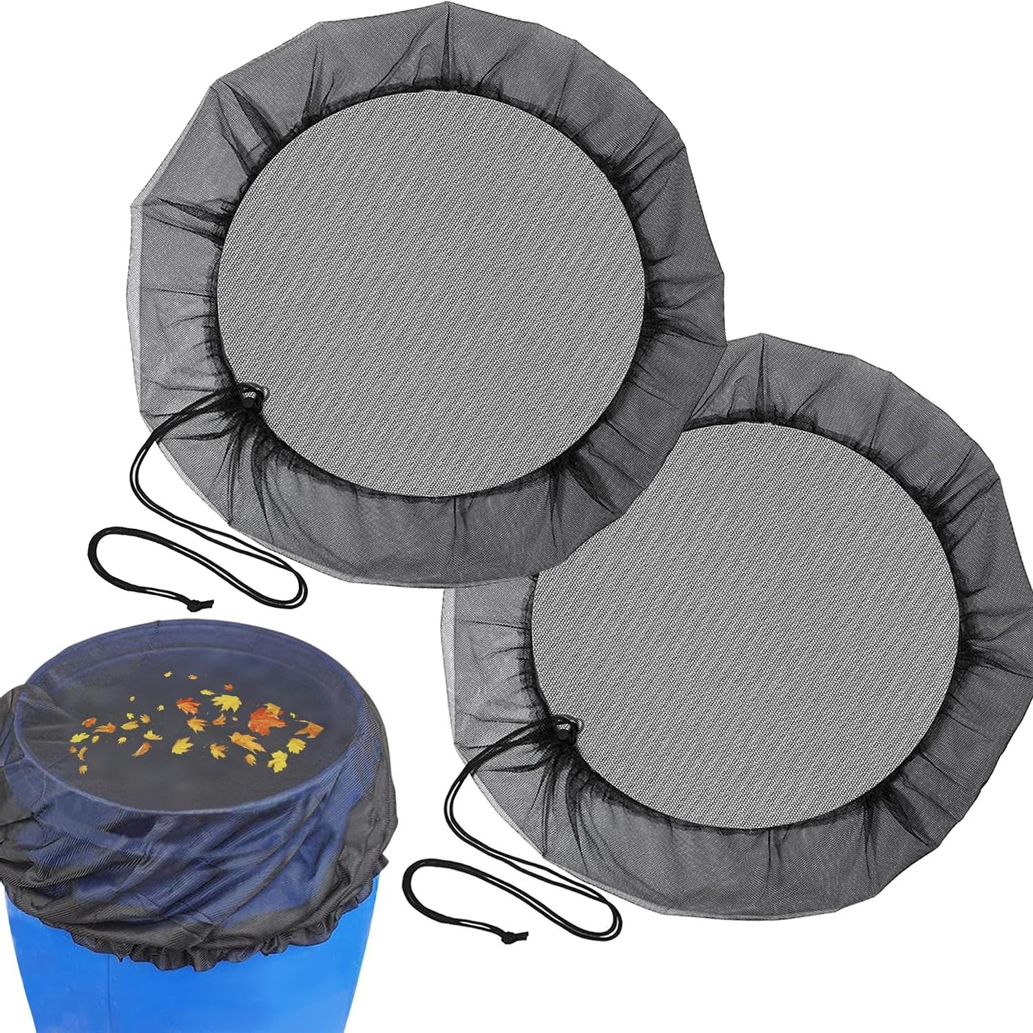 ZIOYANE Rain Butt Net Cover, 80cm, 2 Pack, Adjustable Drawstring Protective Cover for Rainwater Barrels, Keeps Out Leaves and Debris