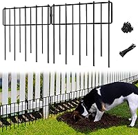 Blingluck 10-Pack Rustproof Metal Animal Barrier Fence - 1.26" Gap No-Dig Defense for Dogs, Rabbits, Gardens & Patios