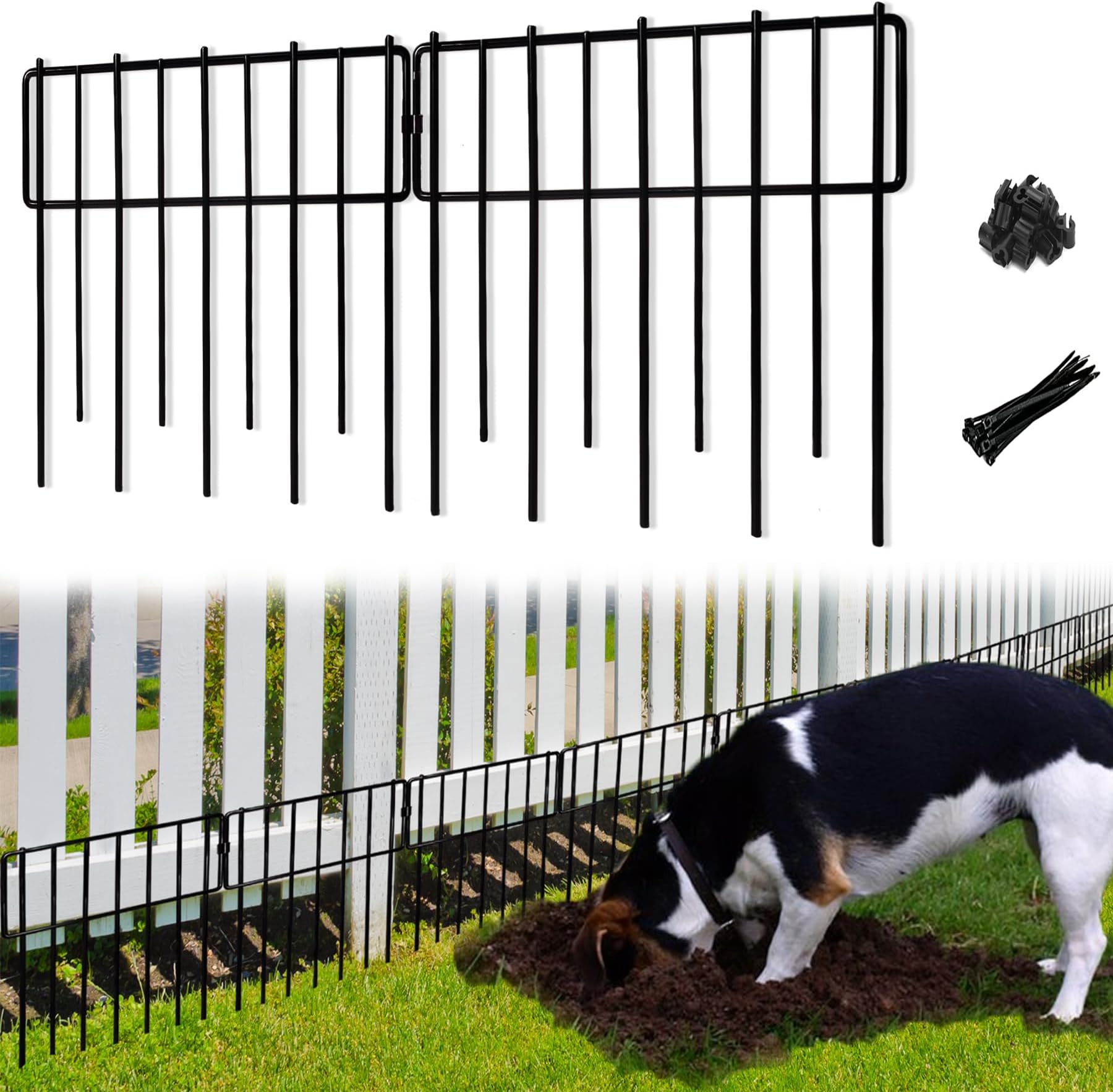 Animal Barrier Fence, 10 Pcs Upgrade 1.26 in Gap Decorative Fences No Dig Fence for Rabbits and Dog Ground Defense, Rustproof Metal Wire Garden Fence Border for Garden & Patio Landscaping