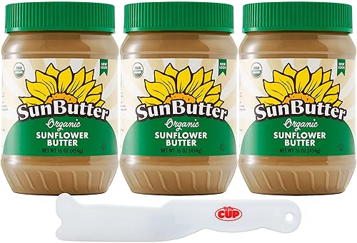 SunButter Mantequilla de girasol orgánica, 16 onzas (paquete de 3) con por The Cup Spreader