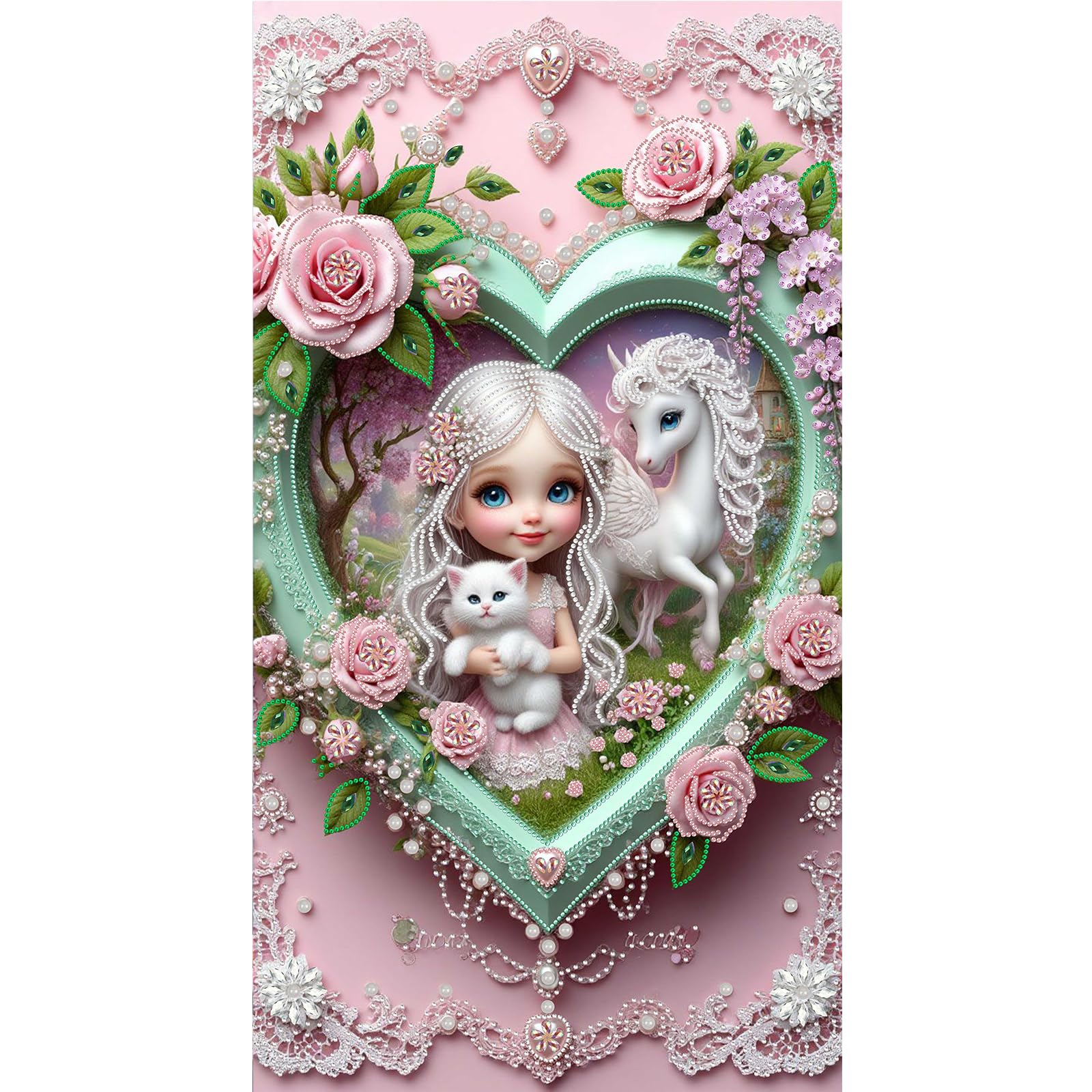 Large Special Shape Diamond Art Painting Kits for Adults – 5D Crystal Rhinestone DIY Craft, Big Diamond Mosaic Wall Decor Gift 15.7x27.5 Inch(Fairy Tale Girl)