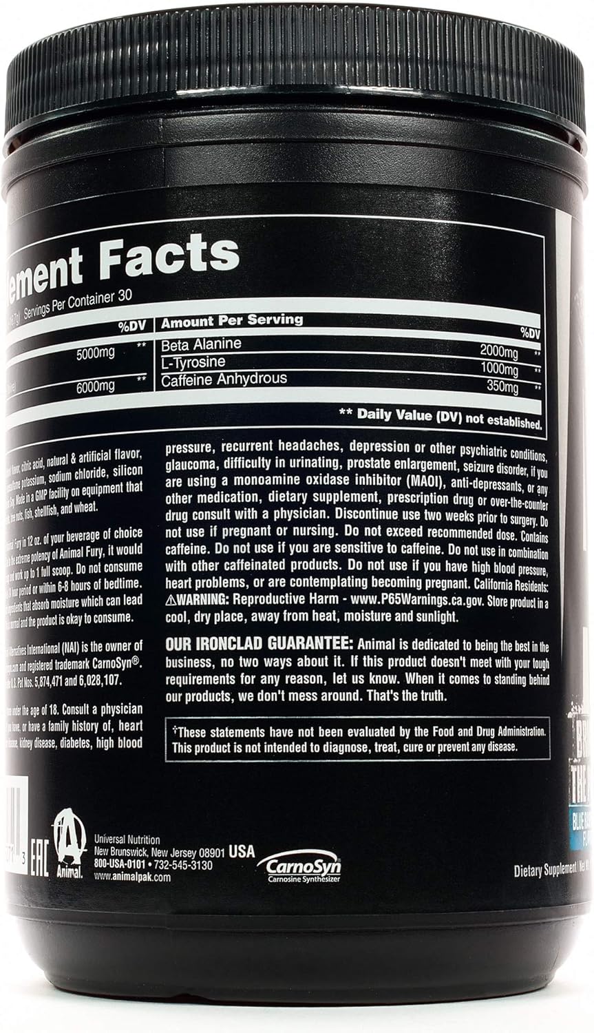 Animal Fury - Pre Workout Powder Supplement for Energy and Focus - 5g BCAA, 350mg Caffeine, Nitric Oxide, Without Creatine - Powerful Stimulant for Bodybuilders - Ice Pop : Everything Else