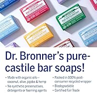 Vista 4 de Dr. Bronner's Pure-Castile Magic Bar Soap (5 oz Variety Pack) Almond, Unscented, Lavender, Peppermint, Citrus, Rose, Tea Tree, & Eucalyptus - Made