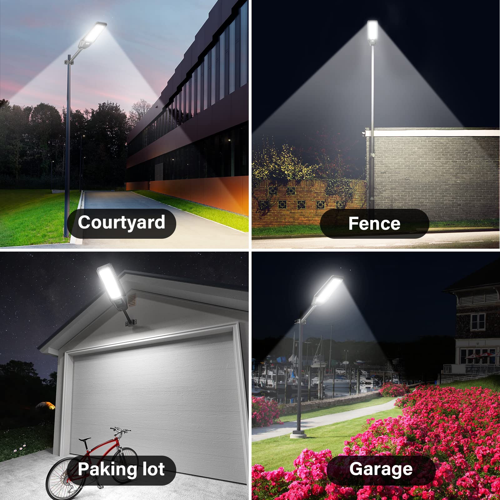 Solar Street Lights 1600W 2Packs LED Solar Street Lights Outdoor IP66  Waterproof 90000LM 7000K Street Light Dusk to Dawn Solar Power Lights with  Motion Sensor and Remote Control for Parking Lot -