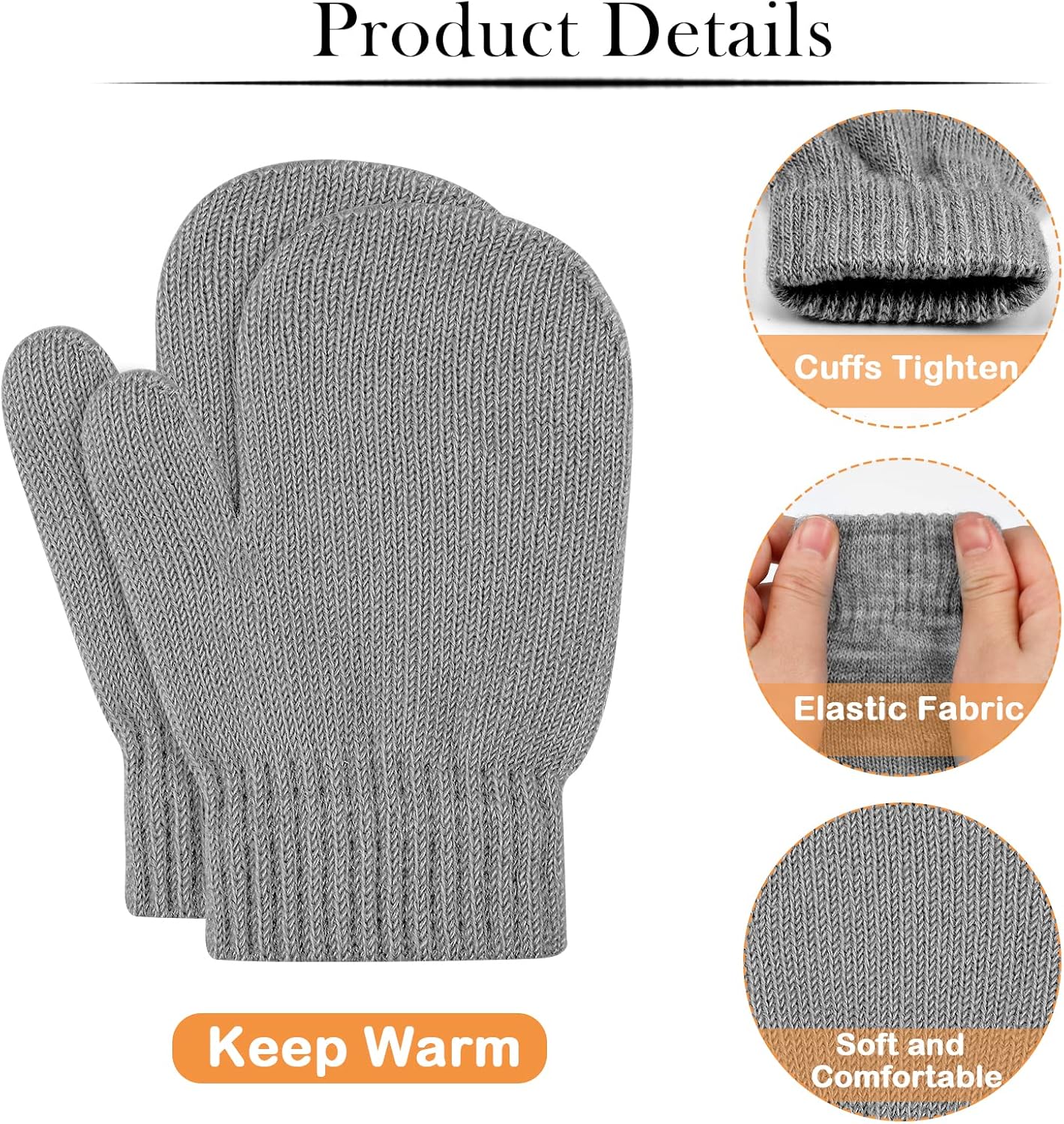 ONESING 5 Pair Toddler Mittens Black Baby Winter Gloves for Girls Boys - Warm Newborn Gloves - Image 3