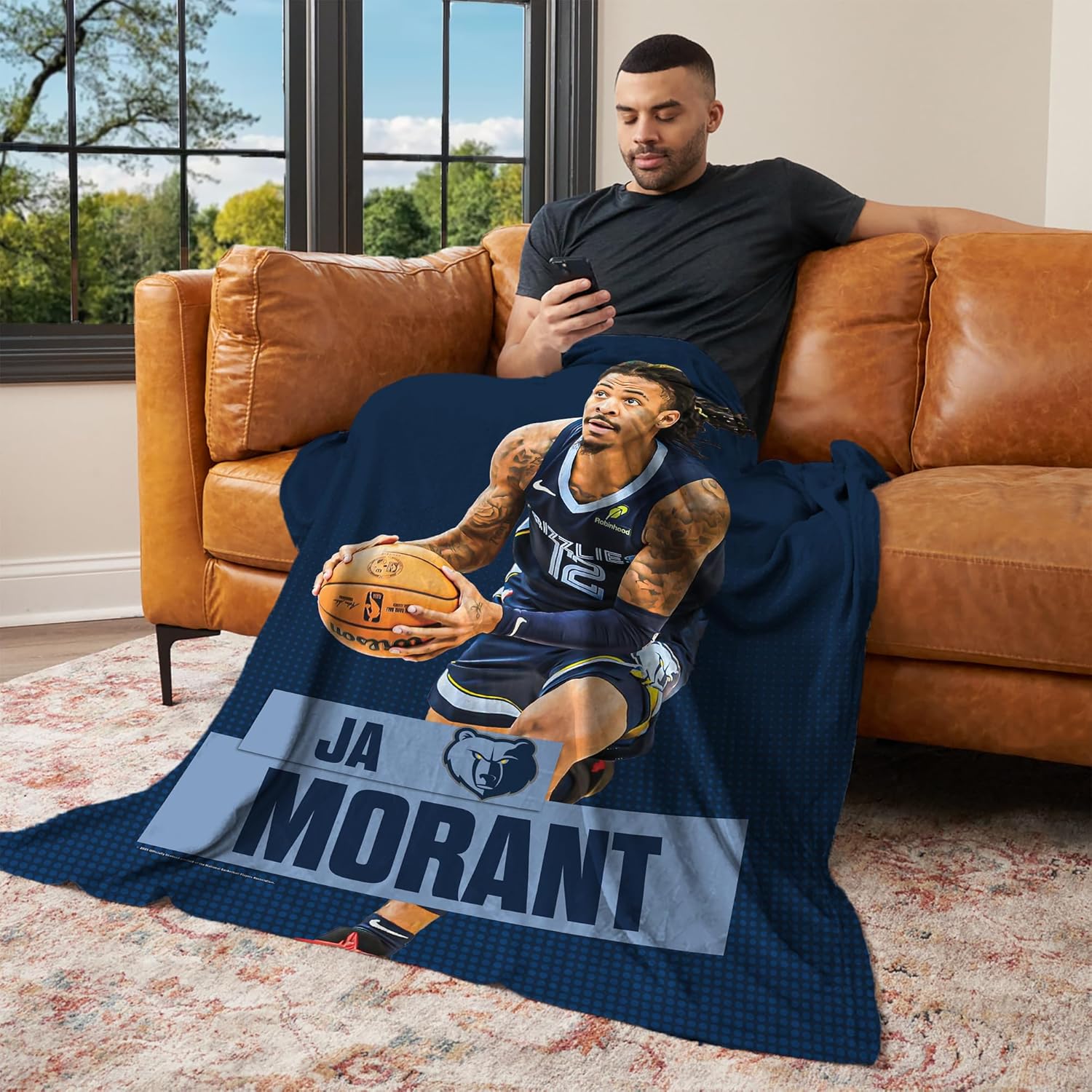 Northwest Memphis Grizzlies Ja Morant NBA Silk Touch Throw Blanket 50x60 inches