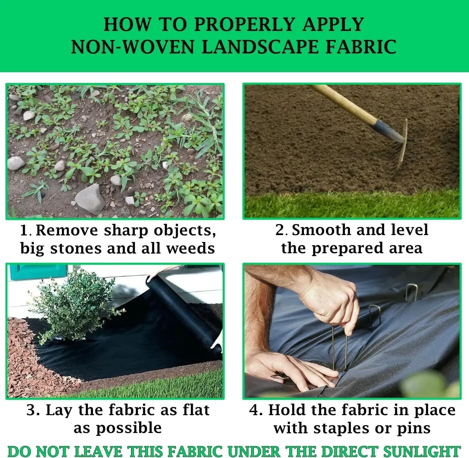 Telo Pacciamatura Tessuto di Base geotessile, Resistente all'erba del Cortile, aiuola da Giardino, separazione Terreno, drenaggio, Traspirante | 60CMX1000CM