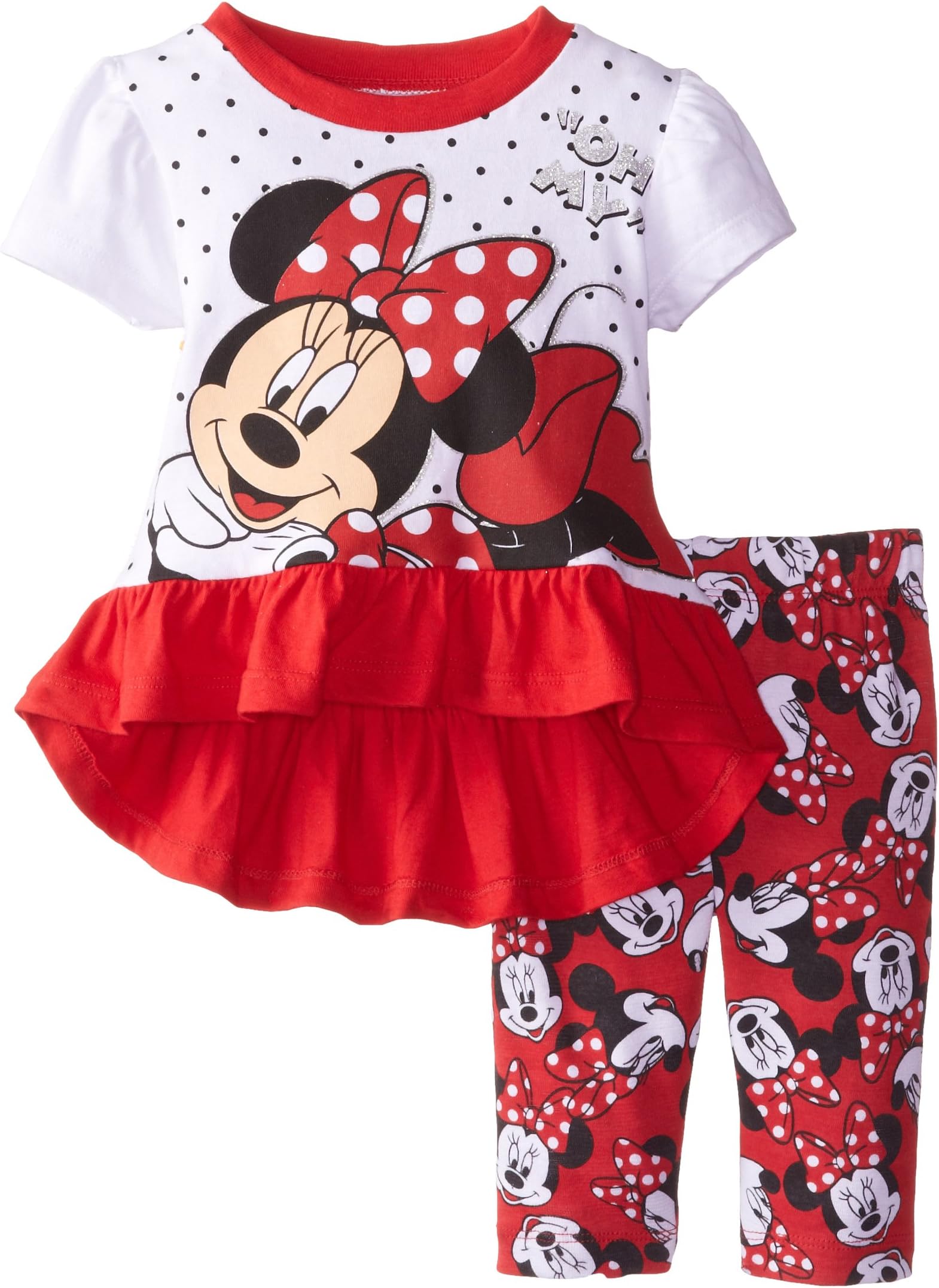 Disney Baby Girls' Minnie Mouse Legging Set, Red, 18 Months