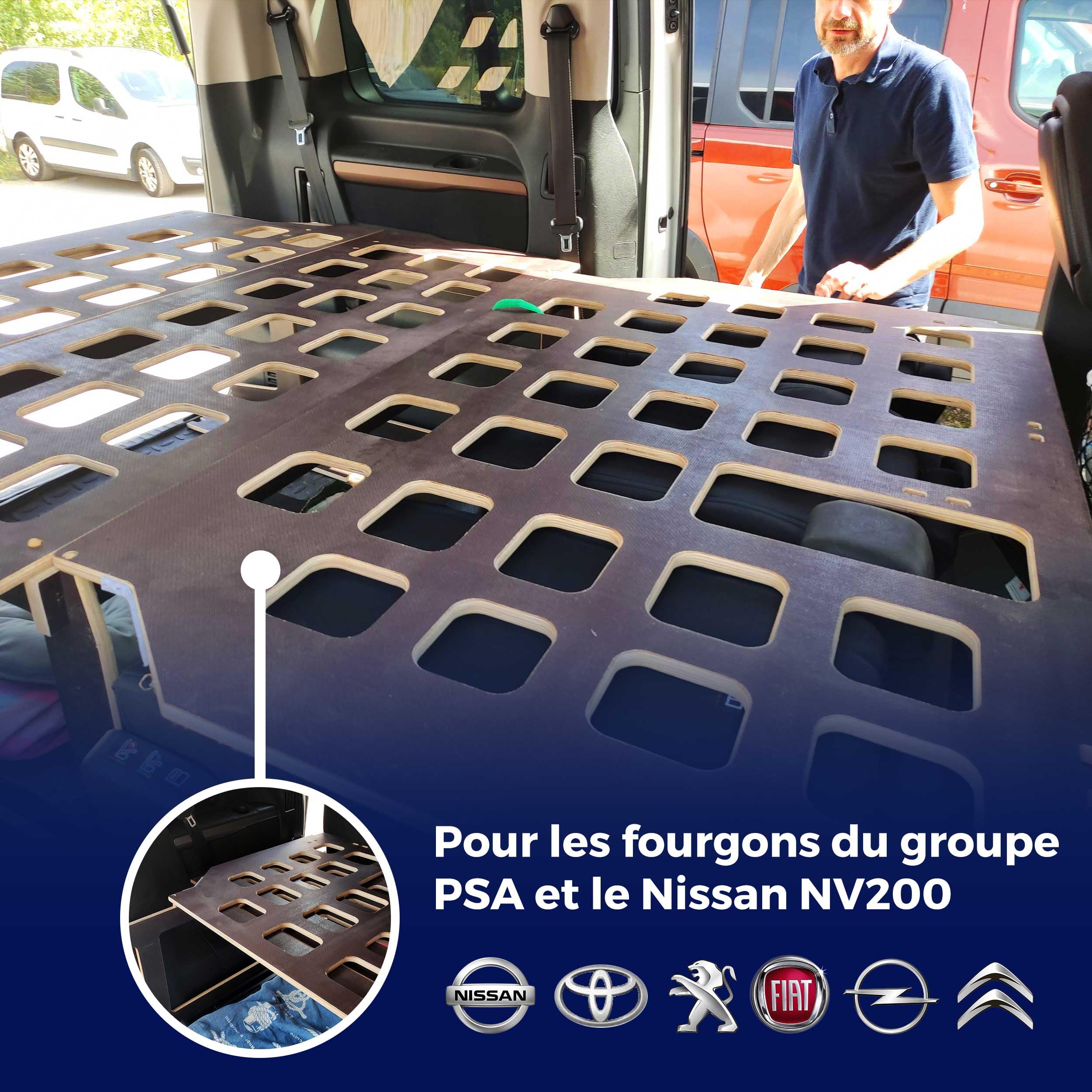 Lit Camper Fourgon – Sommier Pliable Léger pour Fourgon Aménagé, Compatible avec SpaceTourer, Traveller, Zafira Life, ProAce Verso, NV200 et Evalia, Montage Rapide sans Outils, Vanlife