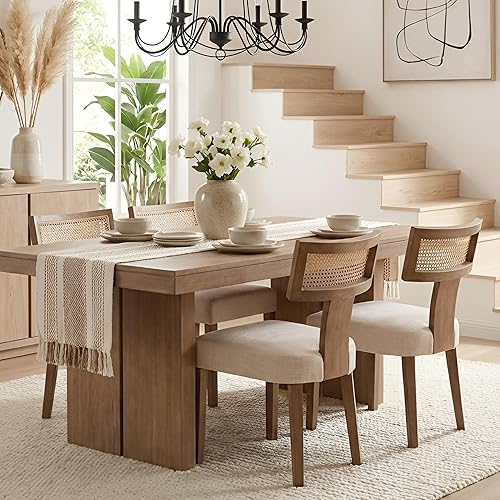 Miniatura 33 de Wahson Juego de 2 sillas de comedor estilo granja, sillas de cocina modernas de mediados de siglo tapizadas en carbón con patas de madera negra,