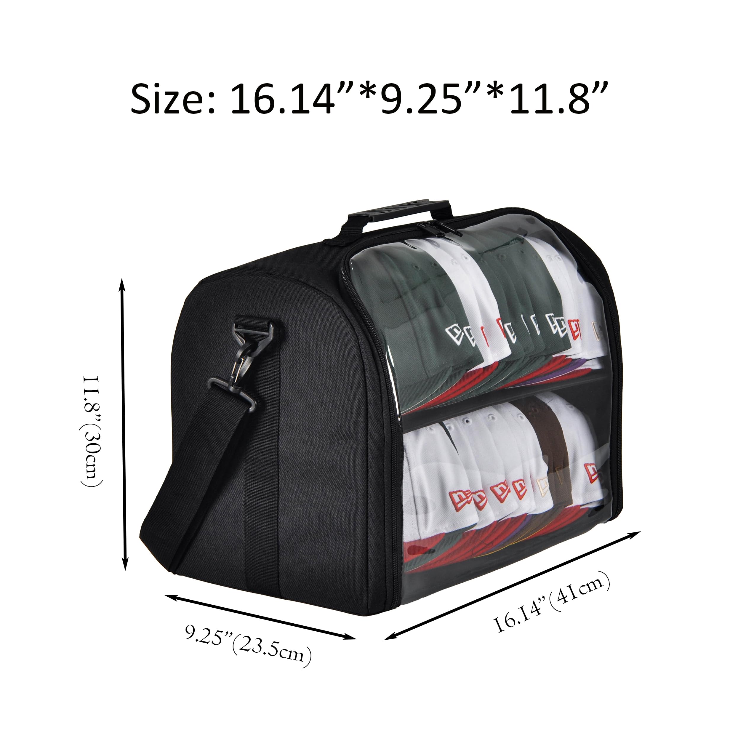 Remobia Hicol Baseball Hat Organizer Bag for 20-24 Caps, Large Cap Storage Case, Stackable Hat Travel Bag, Portable Hat Carrier for Home & On-the-Go (Black)