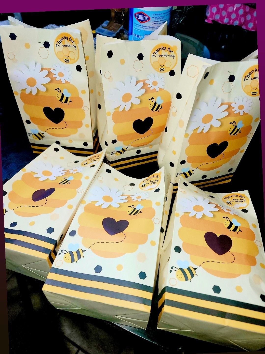 24 Pack Honey Bee Party Candy Favor Bags with Thank You
