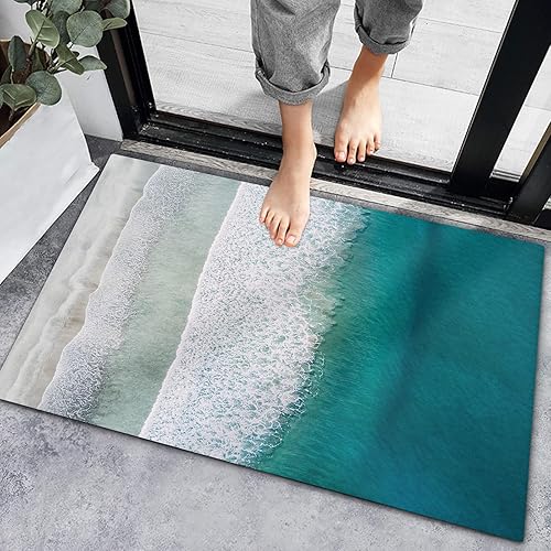 Tapete de baño antideslizante para interiores, alfombras de baño de verano costero y playa, tapetes de bajo perfil, alfombras de cocina para el