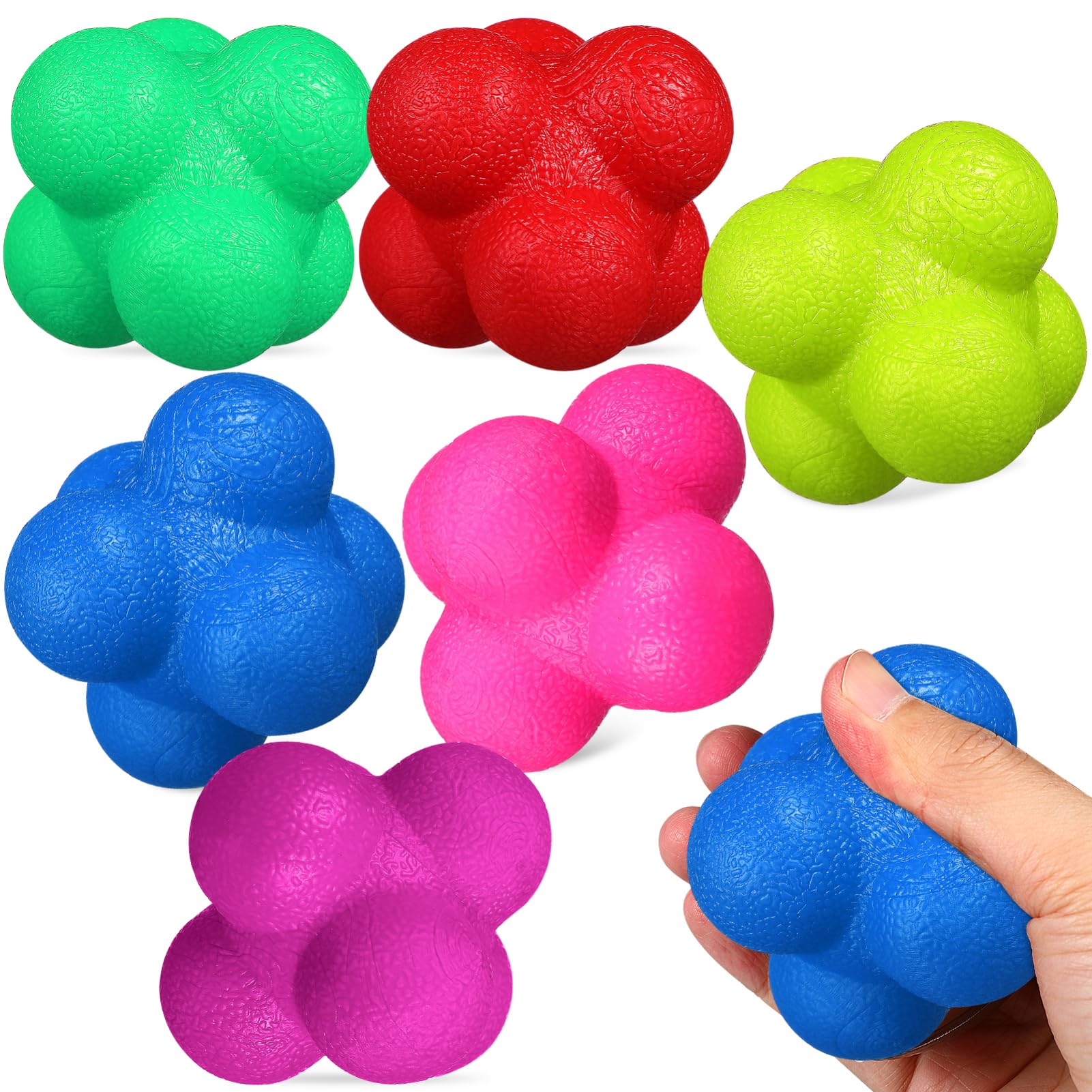 VICASKY 6Pcs Hexagonal Reaction Balls for Sports Training Agility Reaction Exercise Balls for Basketball Soccer Volleyball Fun Games