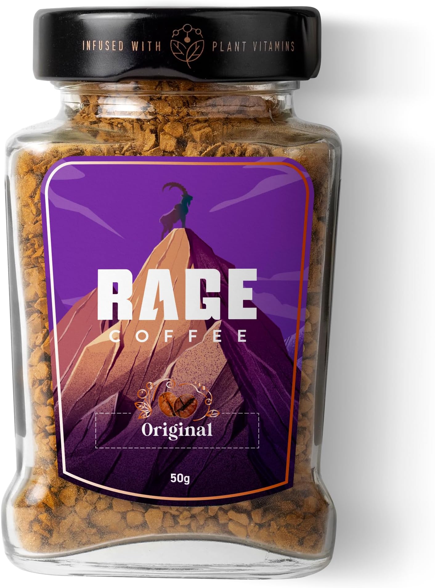 Rage Coffee Original Coffee Blend 100% Pure Arabica Beans | Instant Coffee for Smooth Aroma & taste, Hot and cold coffee) (Original Unique Blend, 50g)