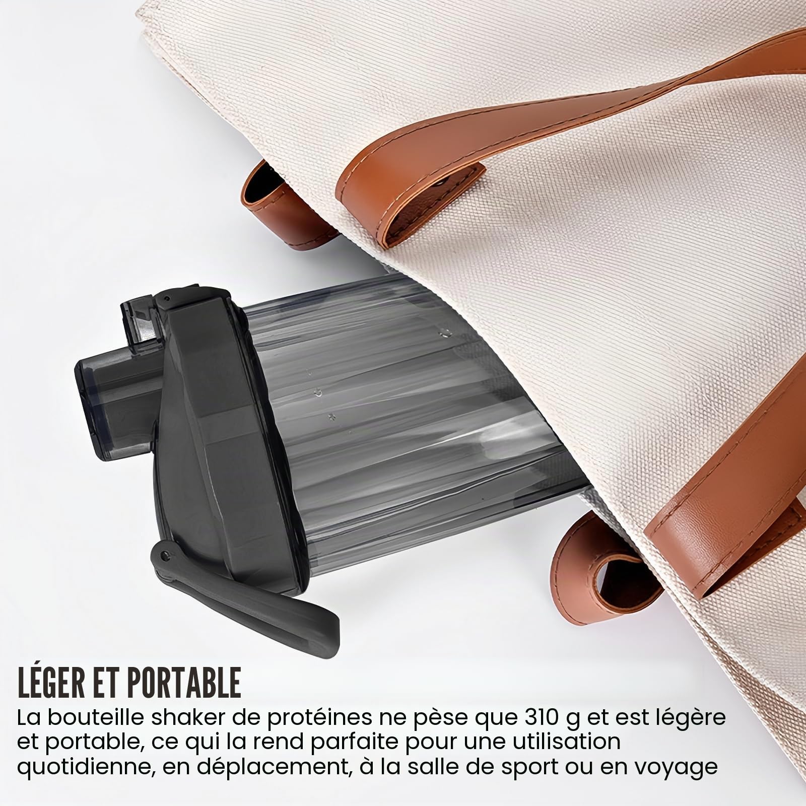 BORDEAG Shaker Électrique à Protéines USB - Bouteille de 600 ml pour Shakes Protéinés et Substituts de Repas (Noir)