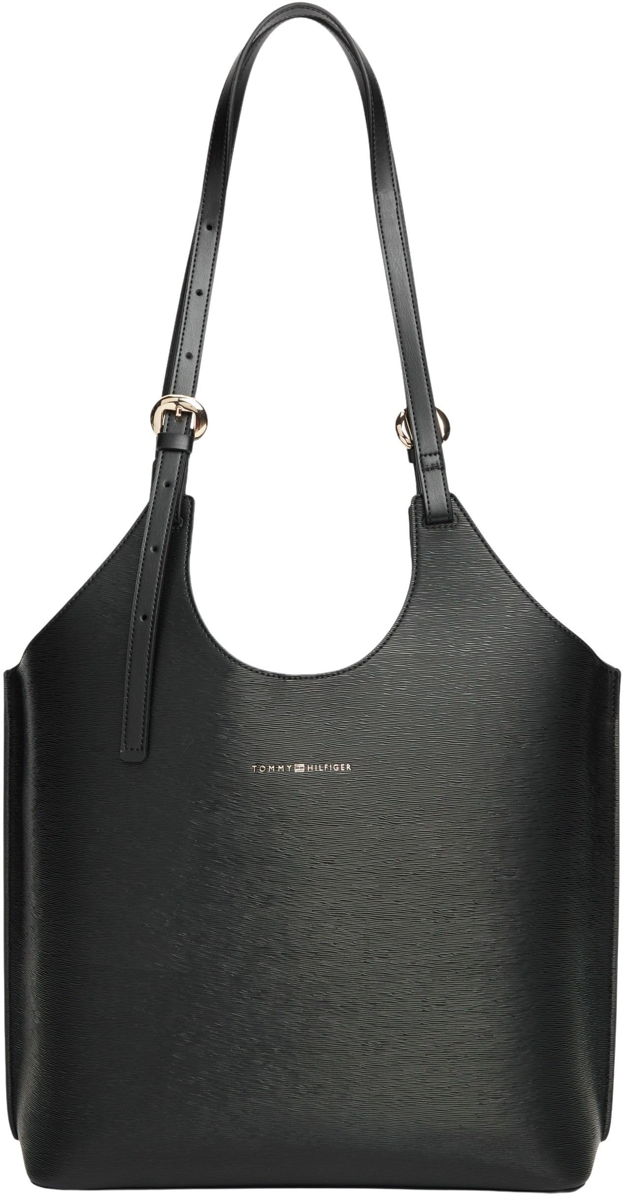 Tommy Hilfiger Women’s Tote Bag Modern with Branding, Black (Black), One Size