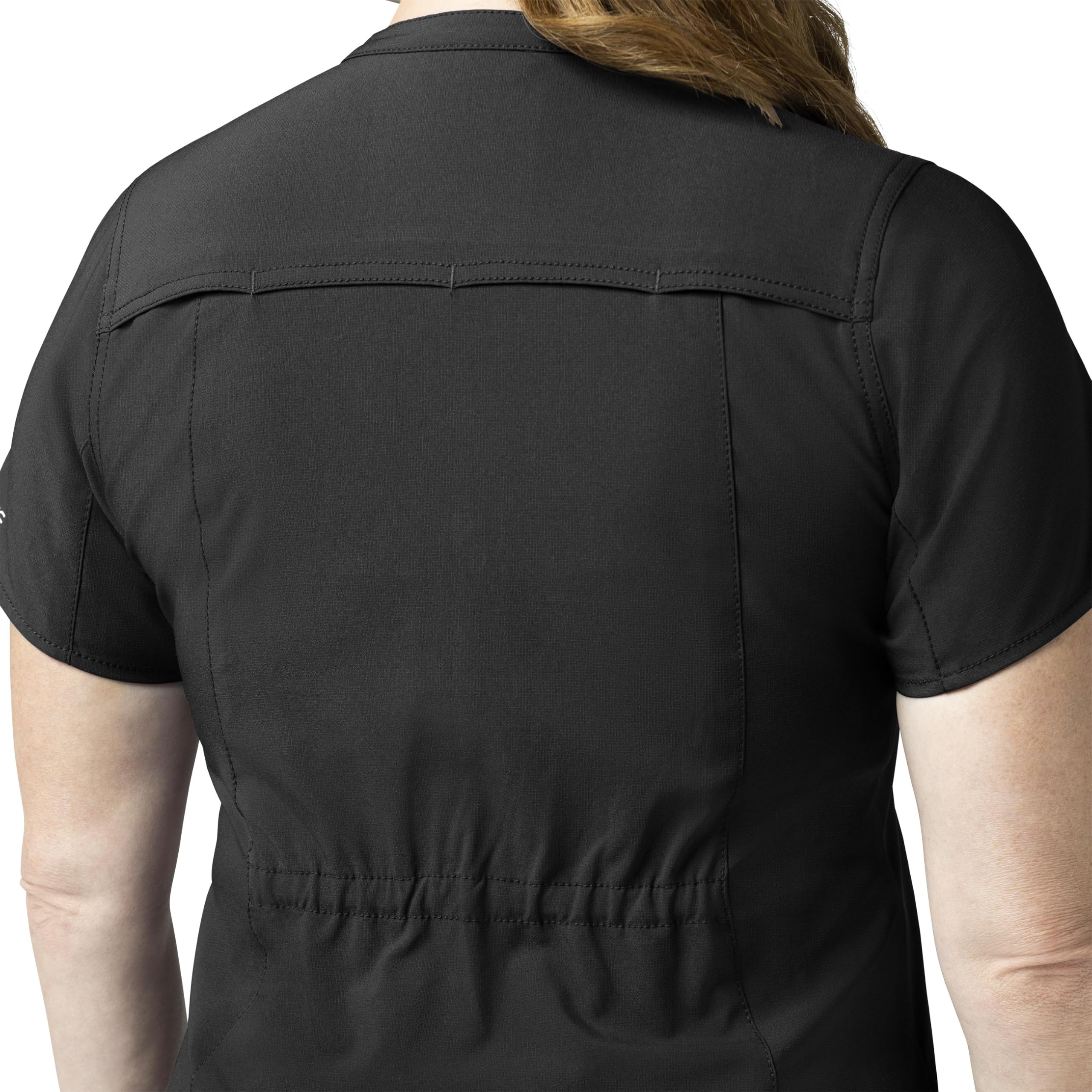 Carhartt Cross-Flex Scrubs for Women, Henley Tunic Scrub Top - Black, S
