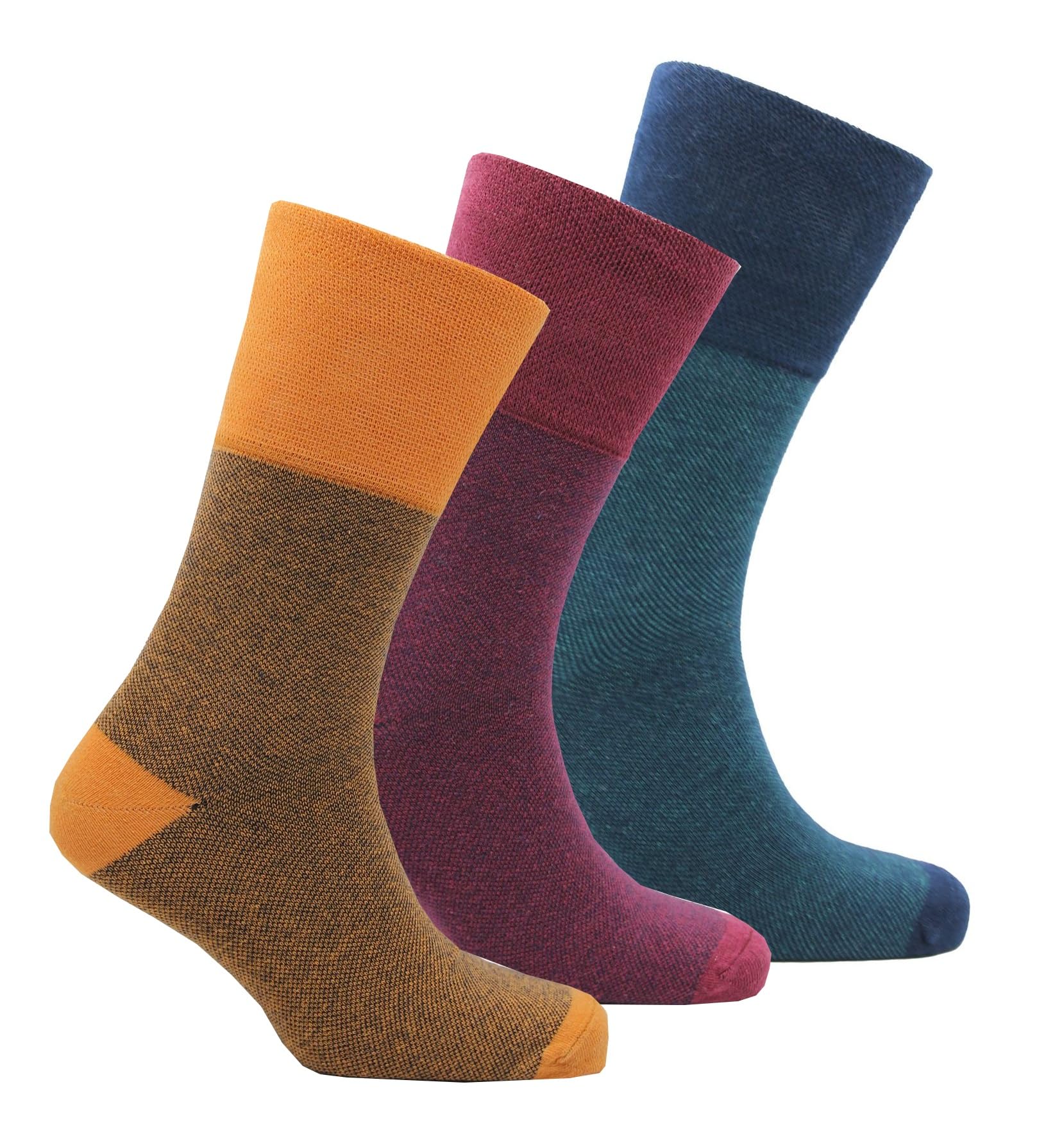 OnlyBee Organic Cotton Mens Socks with Non-Elastic Cuff Antibacterial Diabetic Soft Loose Top Seamless Toe UK 6 to 11 Walking Hiking 3 Pairs