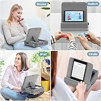 Vista 7 de KDD Tablet Pillow Stand with Storage, Foldable iPad Holder for Bed, Lap and Desk, Angle Adjustable Soft Pad Dock with Stylus Mount Compatible with