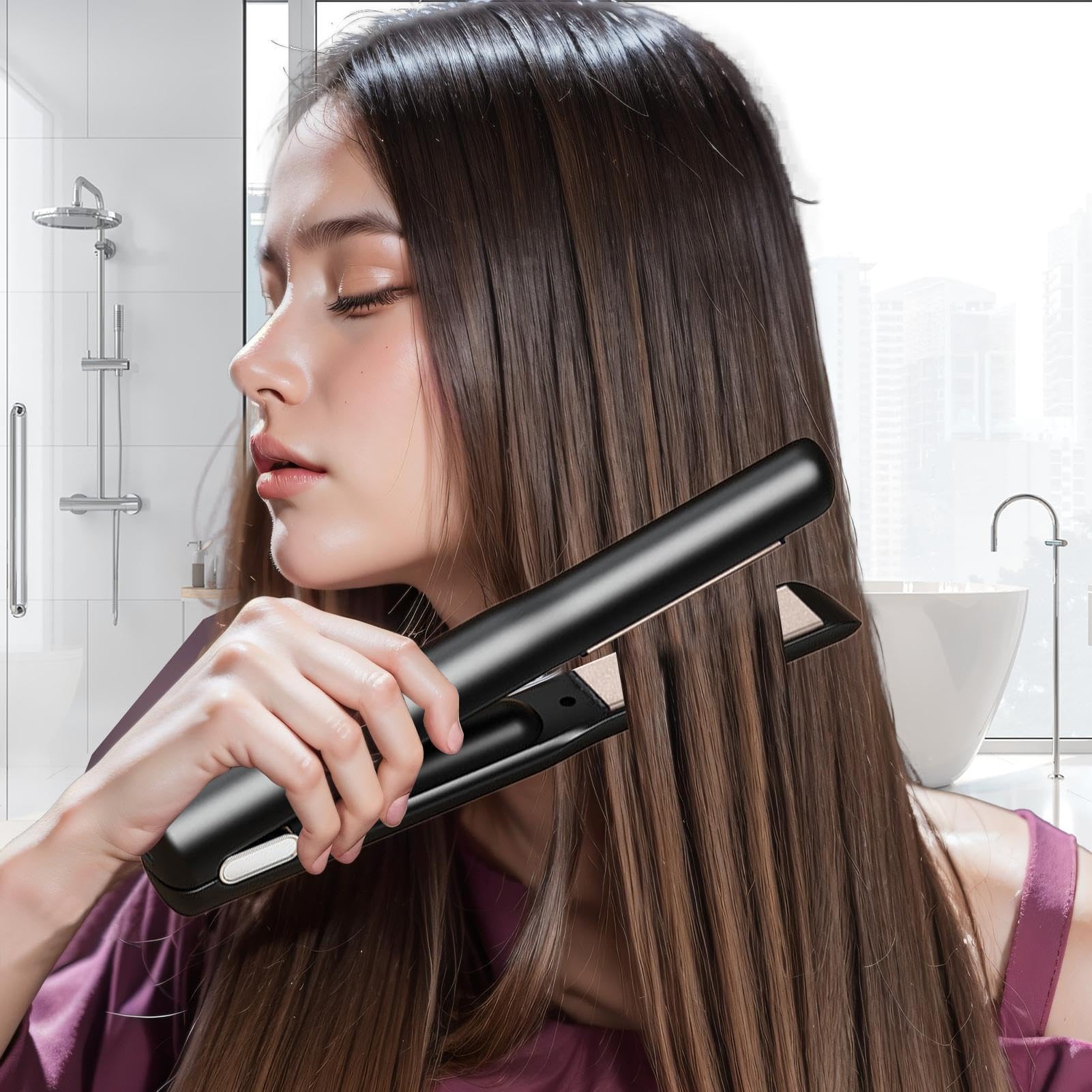 Piastra lisciante senza fili, piastra per capelli portatile senza fili | Ferri per bigodini Meno effetto , strumenti per lo styling, ricaricabile tramite USB per capelli