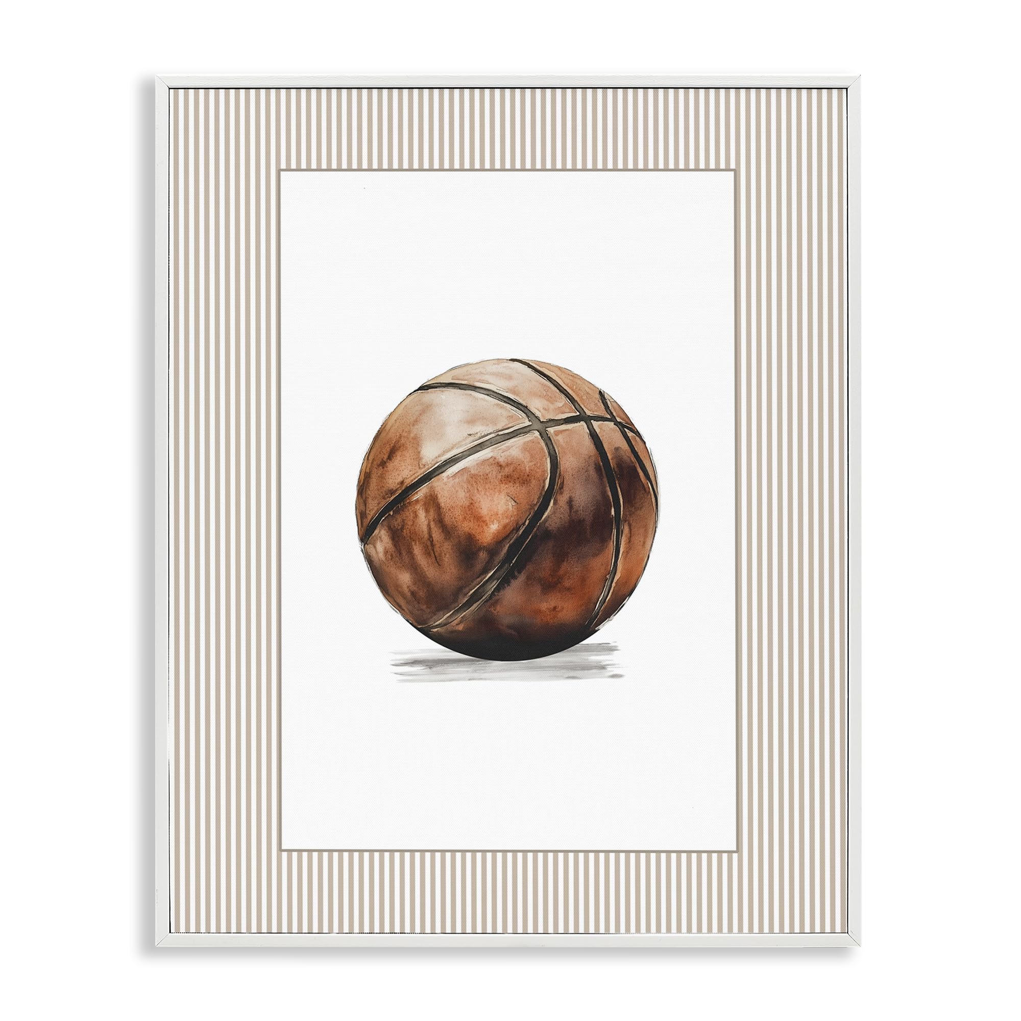 Stupell Industries Coastal White (Textured) 'Vintage Sports Basketball'| Framed Giclee Art