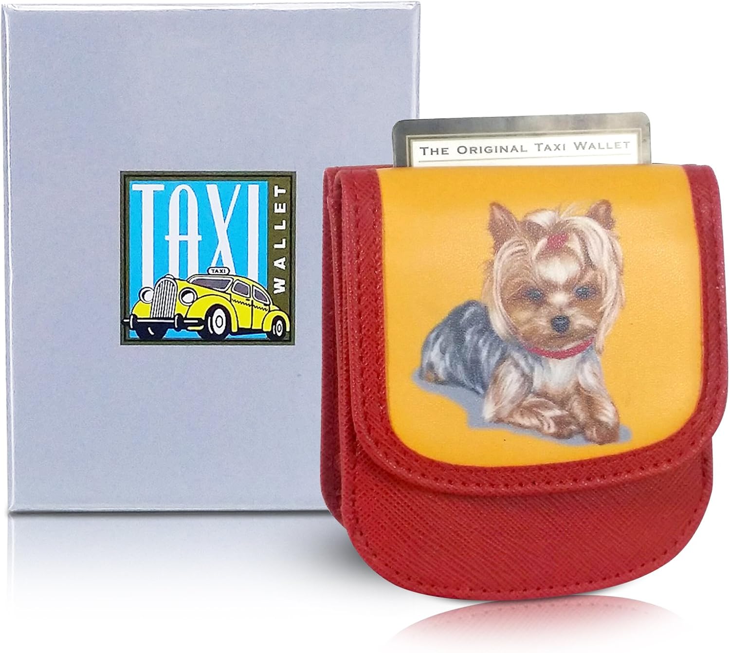 Taxi Wallet – Vegan Material, Yorkie – A Simple, Compact, Front Pocket, Folding Wallet, that holds Cards, Coins, Bills, ID – for Men & Women