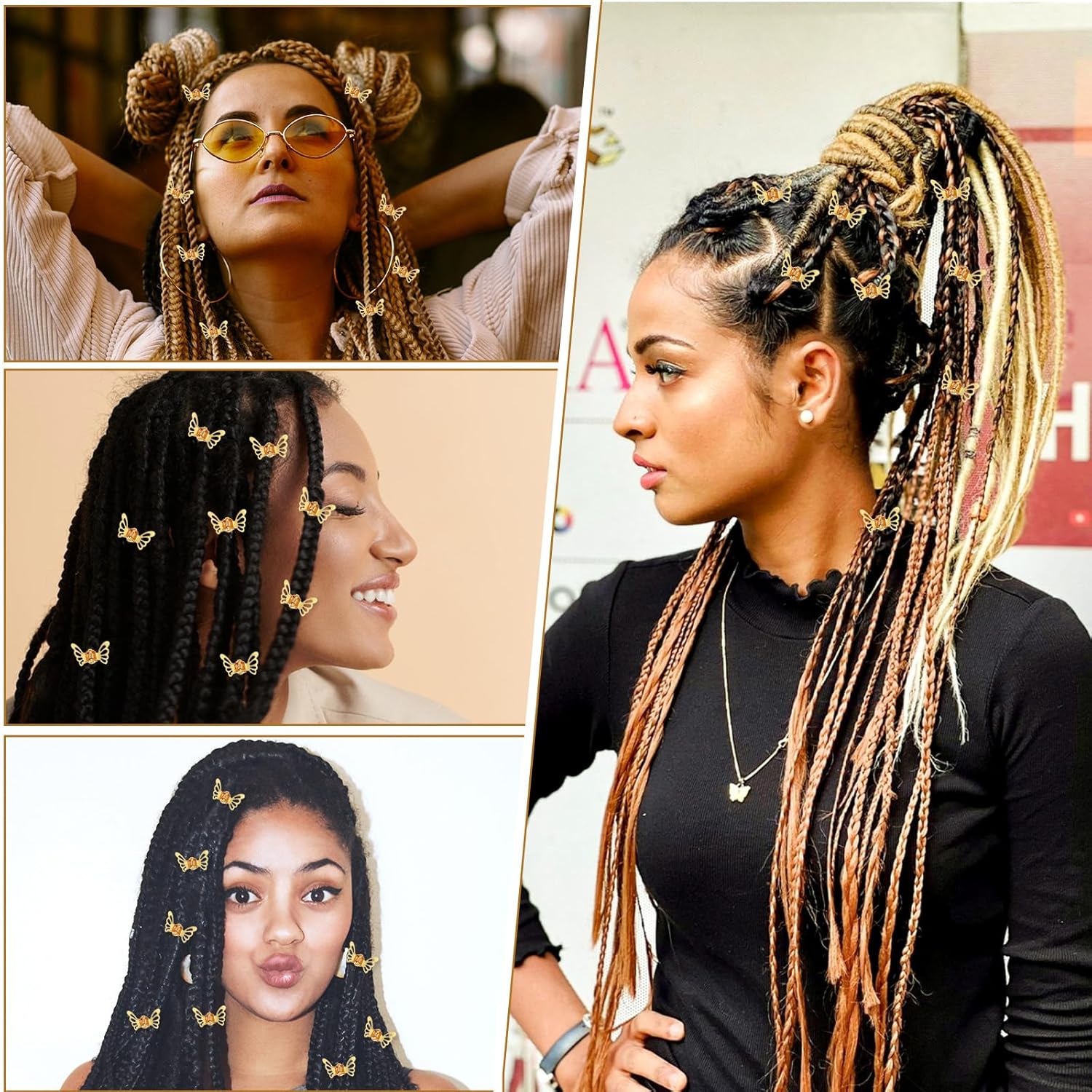 30 Pcs Butterfly Hair Clips Small Gold Cute Hair Rings Barrette Hollow Butterfly Metal Claw Clips Strong Hold 3D Gold Jewelry Hairpins Braids Decorative Accessories for Women Girls Teens - Image 5