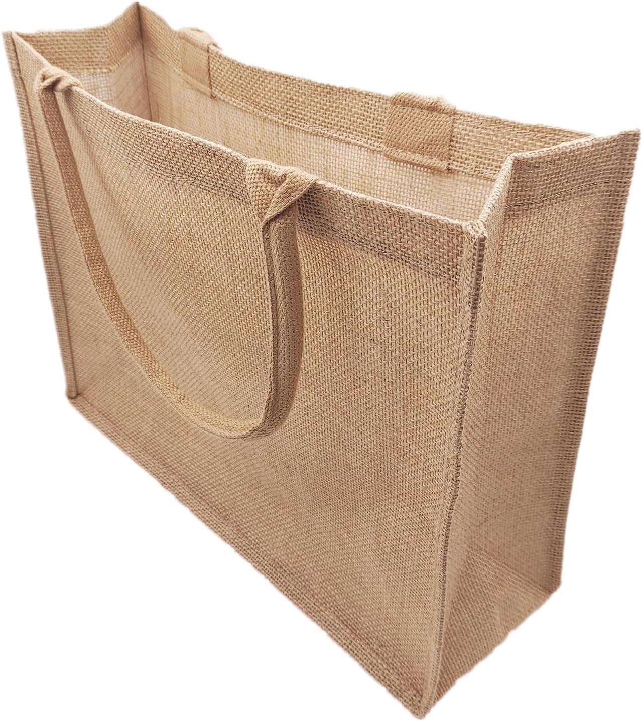 6 Pack Jute Tote Bag Reusable, Burlap Beach Bags with Sturdy Rounded Handles, Sturdy Base Gym Shopping Travel Bag for Easter Women, Mom, Teachers, Friends, Bridesmaids, 15.4''x12.2''x5.9'' - Image 5