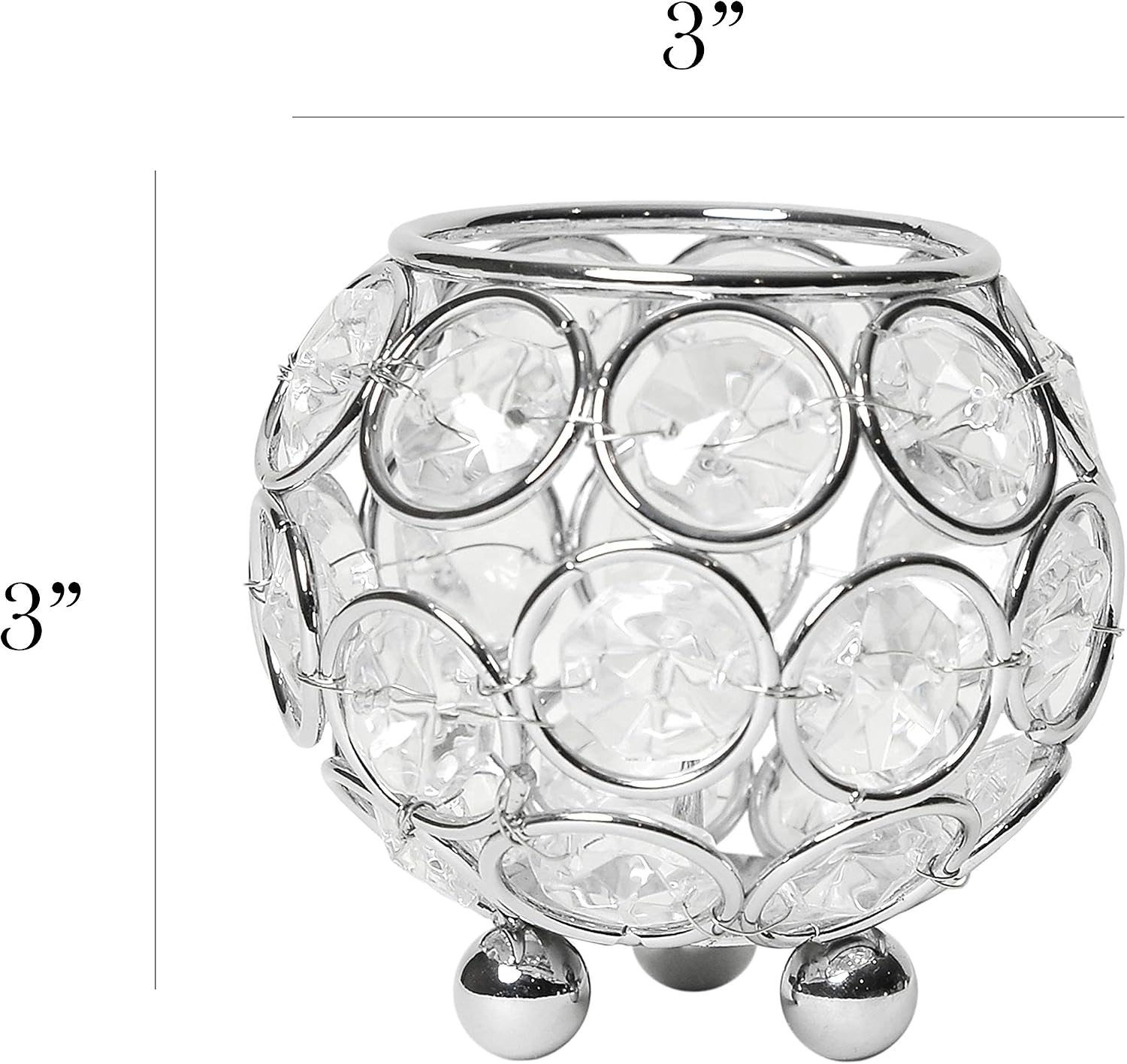Dimensions of the Elegant Designs HG1004-CHR Candle Holder