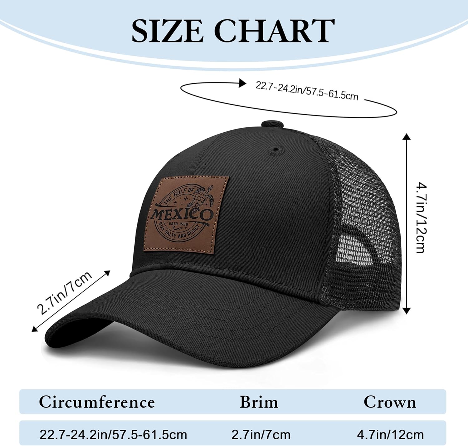 Save The Turtles Engraved Leather Patch Trucker Hat,Adjustable Mesh Caps for Men Women - Image 4