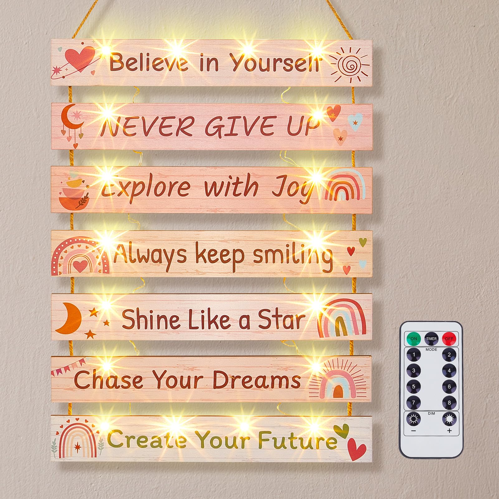 Décoration murale LED motivante cadeau anniversaire original chambre fille garçon