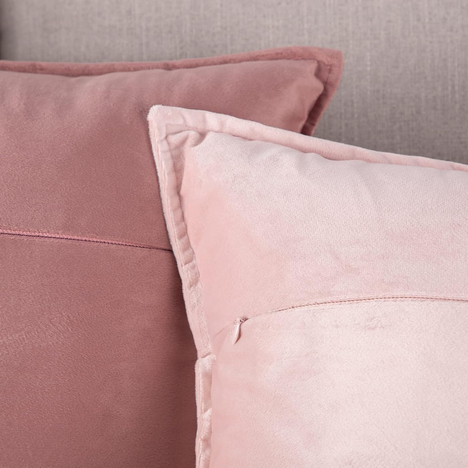 MADIZZ Set of 2 Super Soft Velvet Decorative Throw Pillow Covers 24x24 inch Light Pink Square with Fringe Luxury Style Cushion Case European Pillow Shell for Sofa Bedroom - Image 5
