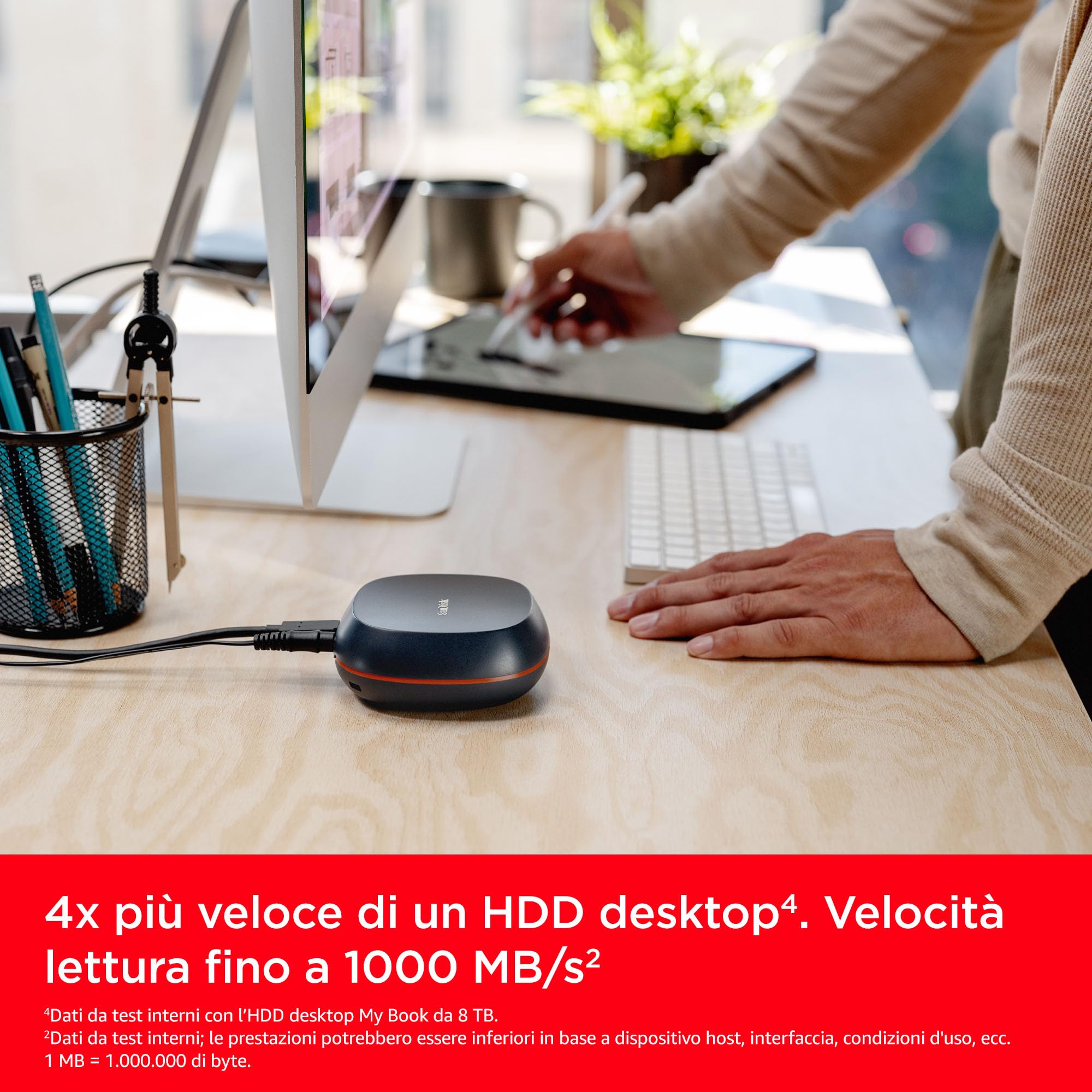 SanDisk Desk Drive SSD 8TB Desktop SSD Esterno compatibile con Windows e Mac backup automatici velocità fino a 1000 MB/s Unità a Stato Solido ad Alta Capacità Formattato exFATUSB-C USB 3.2 Gen 2