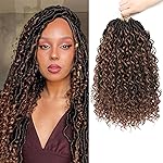 8 Packs Curly Boho Braids Faux Locs Crochet Hair, 14 Inch Goddess Locs Crochet Hair, Hippie Locs, Hair Extensions (14 Inch, 8 Packs, OT30)