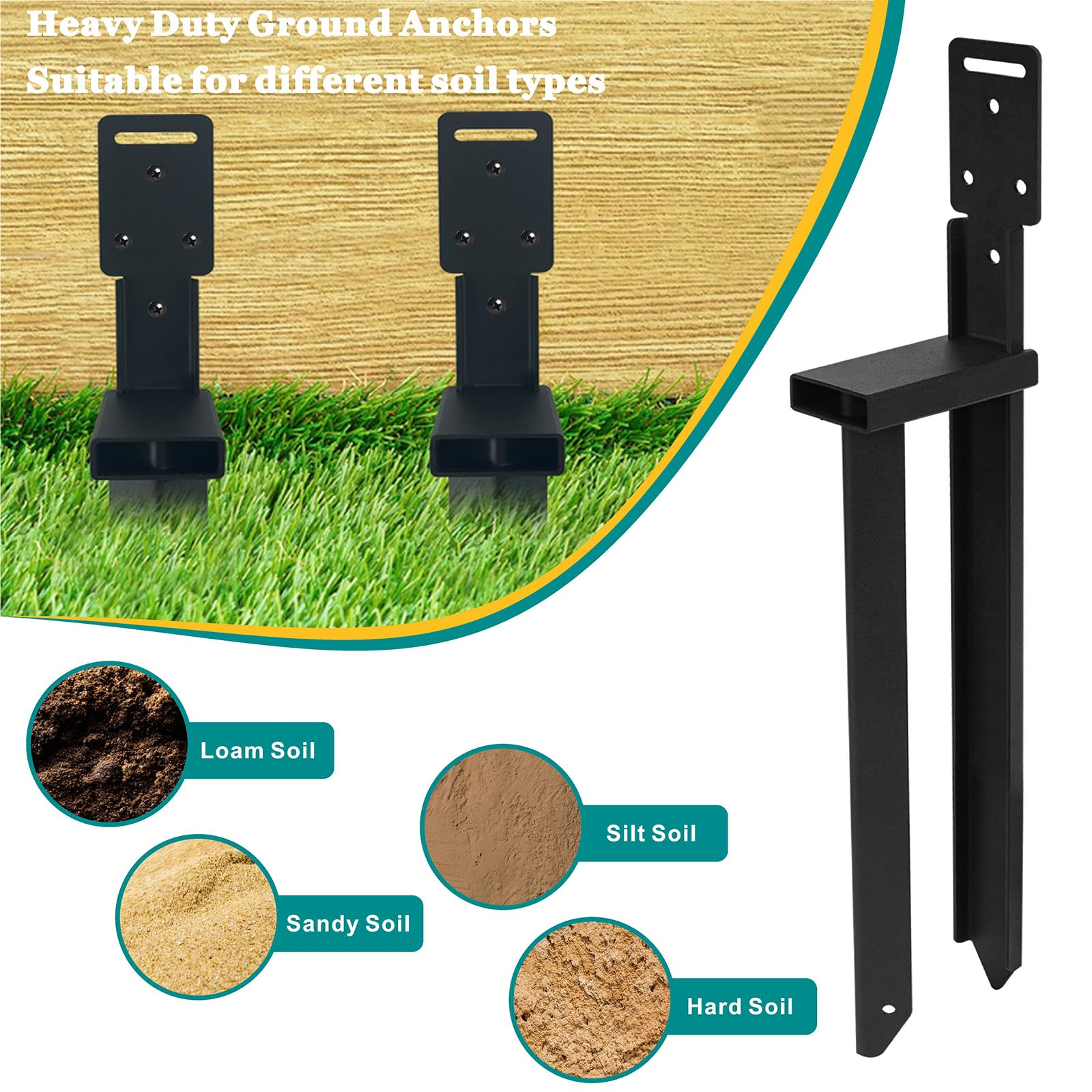 Zelthering Heavy Duty, Zaunpfosten Reparaturset, Mobilheim Anker, Bodenanker Heavy Duty für Schaukel Set, Zaun, Zelt, Mobilheim, Carport (8)
