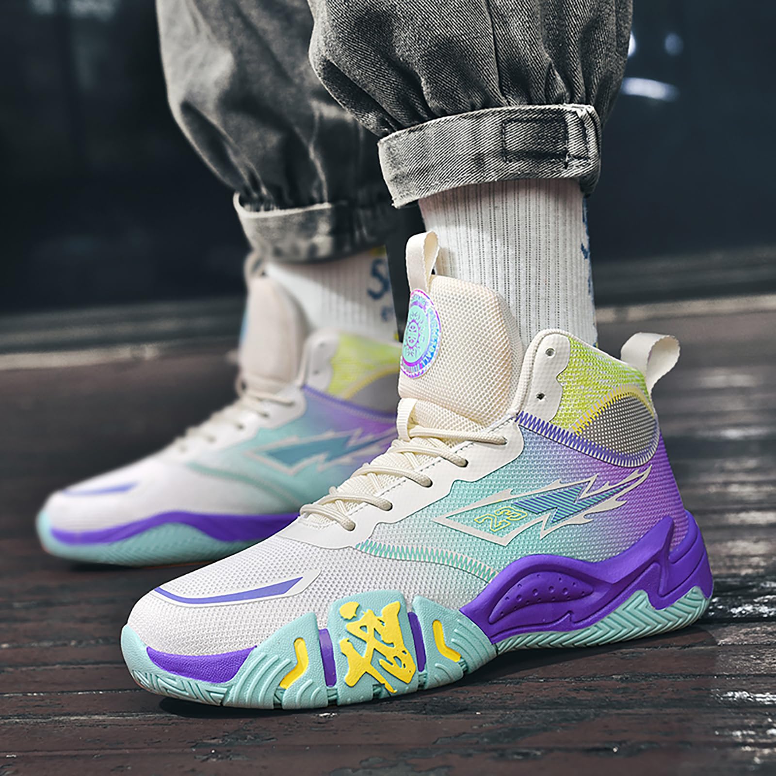 Scarpe da basket alte da uomo e da donna - Scarpe da ginnastica casual traspiranti, eleganti scarpe sportive da esterno antiscivolo for pallavolo