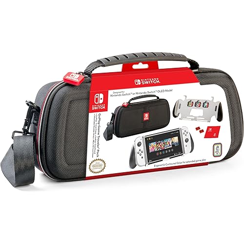 R.D.S. INDUSTRIES, INC. - Game Traveler Licensed GoPlay Pack Designed for Nintendo Switch or OLED, Black with Strap (NNS96)