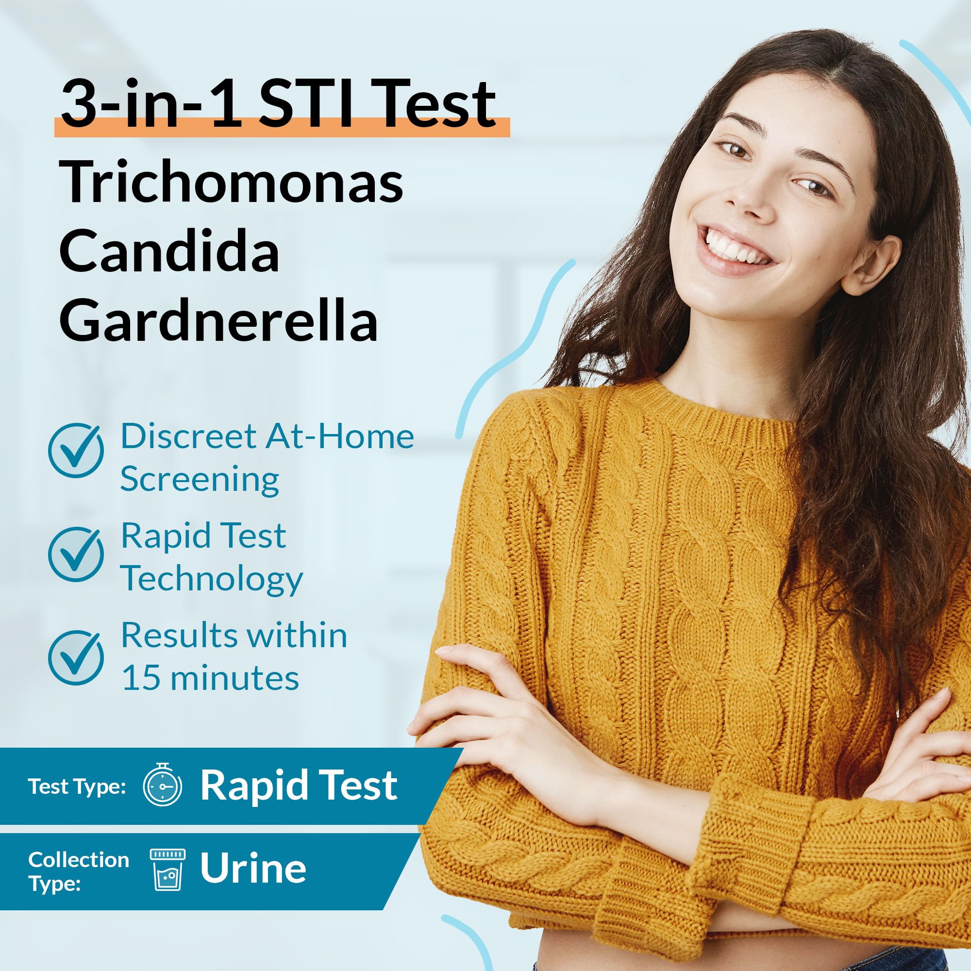 getTested 3-in-1 STI-Schnelltest-Kit für Trichomonas, Candida und Gardnerella, Selbsttest-Kit für zu Hause, Urin-Screening für Männer und Frauen, Ergebnisse in 15 Minuten