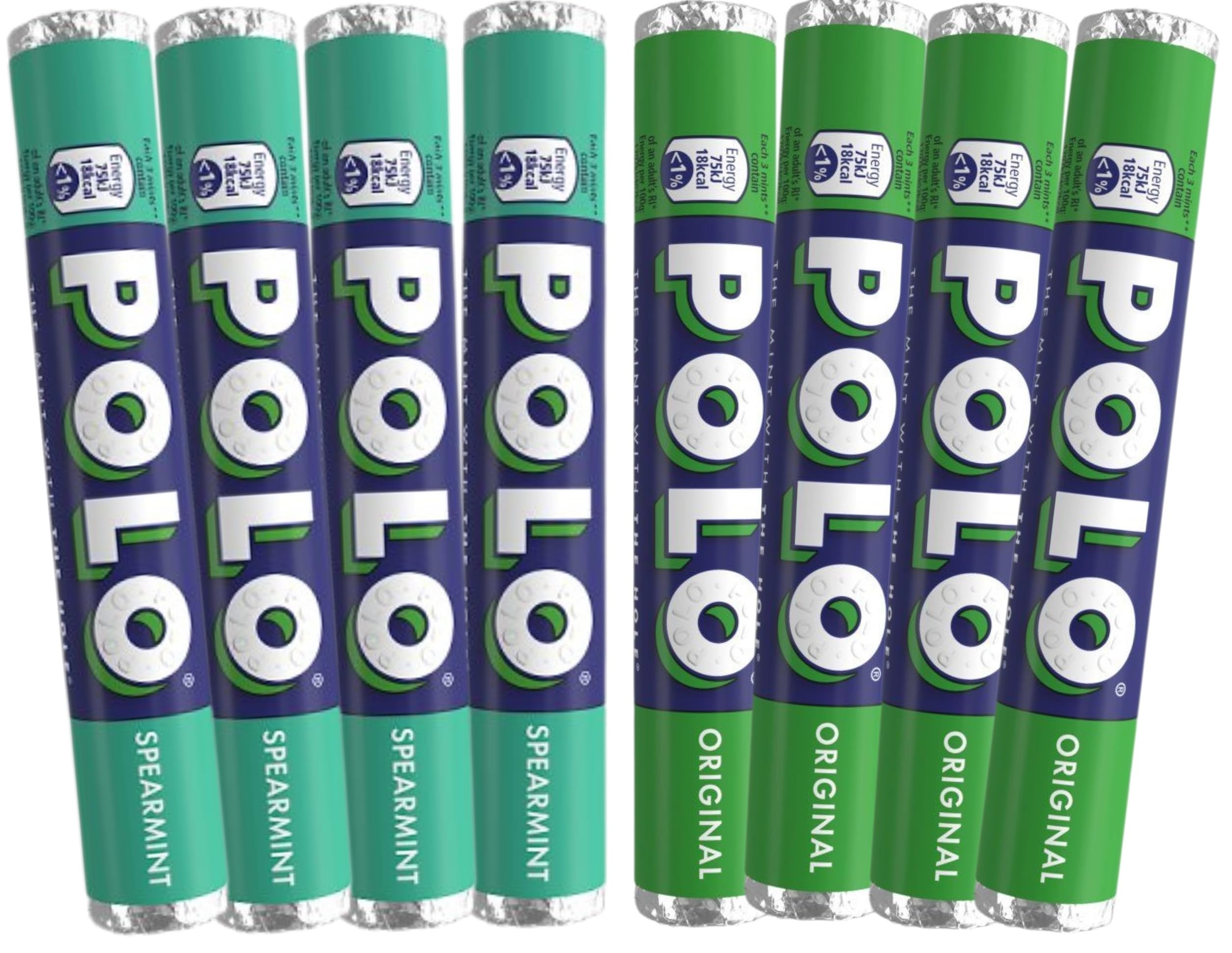 Polo Mints Original and Spearmint Variety 8 Pack Bundle - Iconic Mint Sweets in Convenient Tubes for Fresh Breath On-the-Go - Exclusive to Clickwithnik