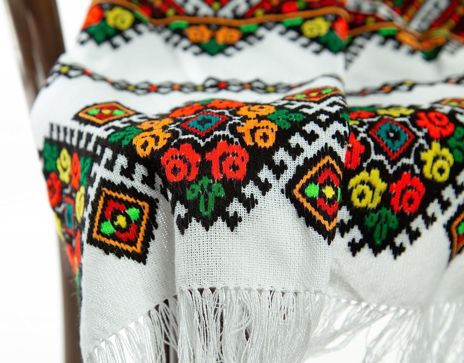 Rushnichok Ukrainian Rushnyk Hand Embroidery Rushnik Rustic White Multycolor Floral Wedding Decor 30x200 cm / 11.8 x 78.7…