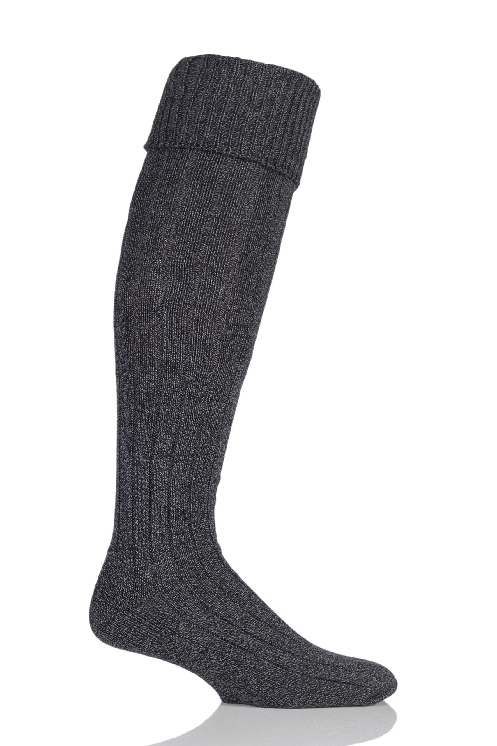 Glenmuir Mens 1 Pair Birkdale Cotton Cushioned Knee High Golf Socks Charcoal 7-11