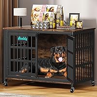 EasyCom 48" Dog Crate Furniture with Name Tag - Heavy Duty Escape-Proof Kennel for Large Anxious Dogs, TV Stand End Table